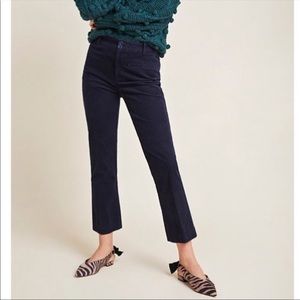 Anthro Corduroy Cropped Flare High Rise Pants